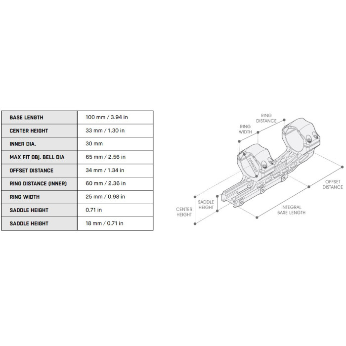 ACCU-SYNC® 30mm Picatinny Cantilever Mount, 34 mm Offset, Medium Profile, Black | UTG