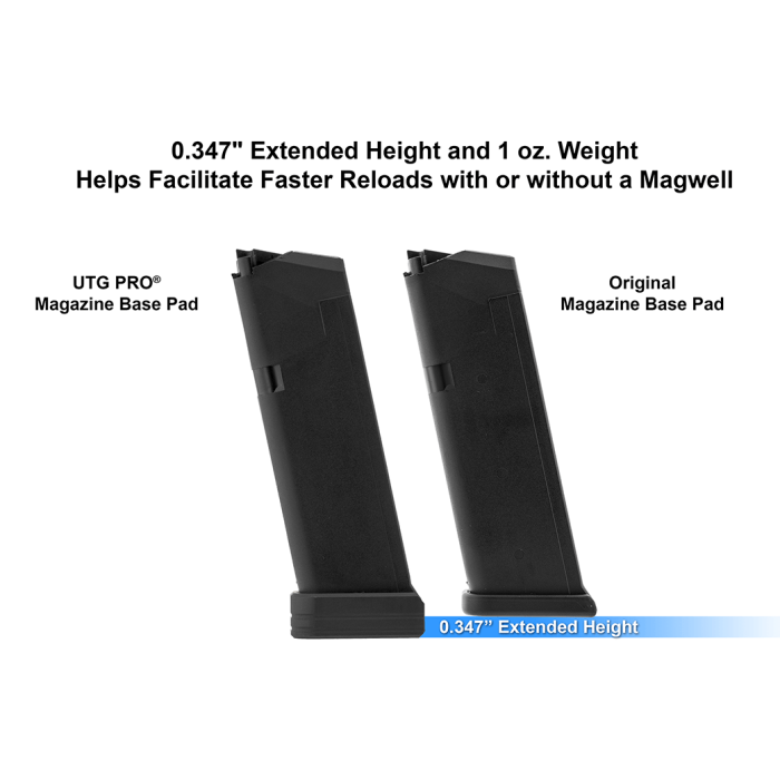 +0 Base Pad, for GLOCK® 9mm/.40 OEM Magazine, Black Aluminum | UTG PRO®