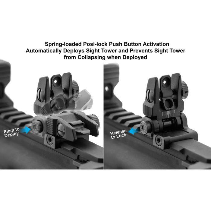 ACCU-SYNC® Rear Sight, Spring Loaded Flip-up, Tool-free Dual Aperture | UTG®