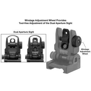 ACCU-SYNC® Rear Sight, Spring Loaded Flip-up, Tool-free Dual Aperture | UTG®