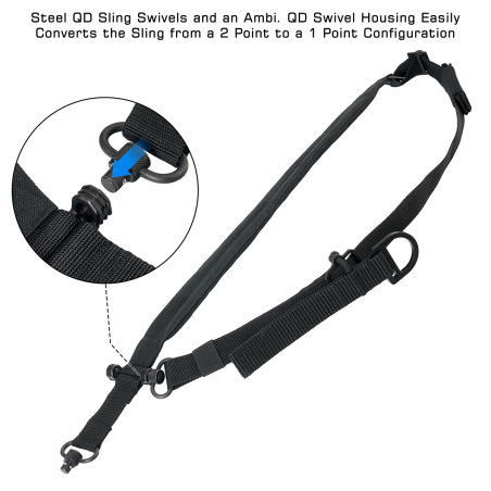 BOLLA® 2 to 1 Point Conversion QD Sling, Black | UTG®