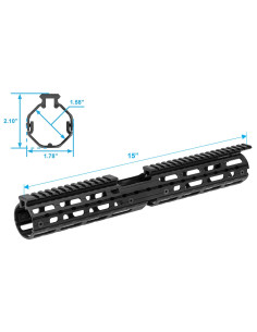 AR15 Super Slim M-LOK Drop-in Car. Length Rail, 381 mm-Black | UTG Pro UTG® & UTG PRO® - 1 2