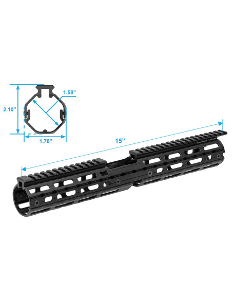AR15 Super Slim M-LOK Drop-in Car. Length Rail, 381 mm-Black | UTG Pro UTG® & UTG PRO® - 2