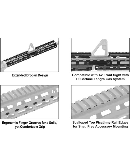 AR15 Super Slim M-LOK Drop-in Car. Length Rail, 381 mm-Black | UTG Pro UTG® & UTG PRO® - 4