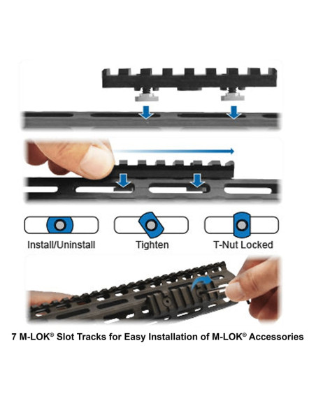 AR15 Super Slim M-LOK Drop-in Car. Length Rail, 381 mm-Black | UTG Pro UTG® & UTG PRO® - 6