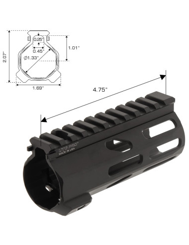 Arwen M-LOK Free Float Handguard, 127 mm-Black | UTG Pro UTG® & UTG PRO® - 7