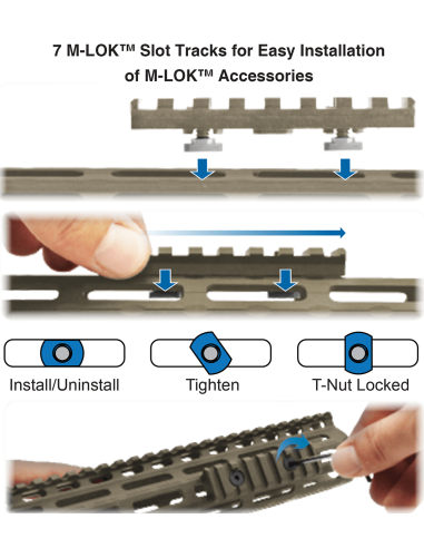 UTG PRO® AR15 Super Slim Free Float M-LOK® Handguard, 15", FDE CERAKOTE® UTG & UTG Pro - 5