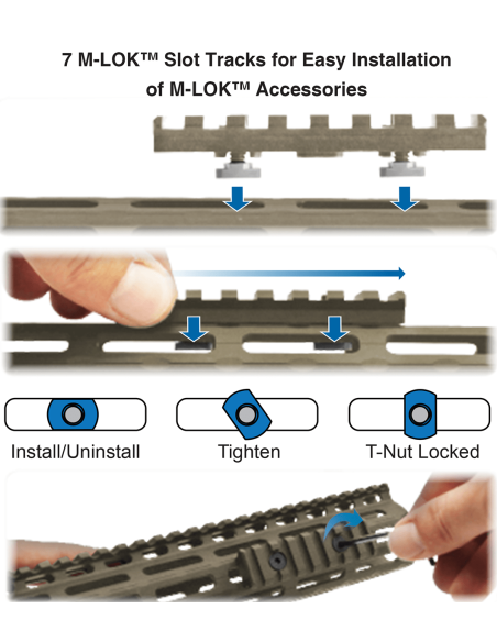 UTG PRO® AR15 Super Slim Free Float M-LOK® Handguard, 15", FDE CERAKOTE® UTG & UTG Pro - 5