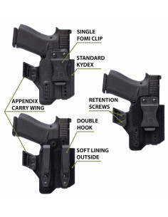 Glock 19 + Olight PL Turbo / PL-PRO / PL-3 / BALDR PRO R | Renny IWB Holster | BGS Battle Gnome Solutions - 1 2